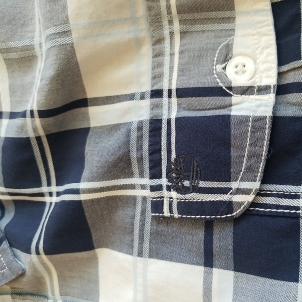 Timberland Long Sleeve Button Down ..‎ XL/TG.. Blue Plaid - Picture 3 of 5